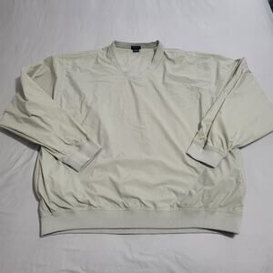 IZOD Men’s Windbreaker Pullover Jacket V-Neck Long Sleeve Size XL Beige